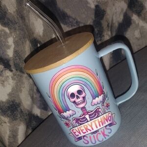 Skull Rainbow Mug with Bamboo Lid